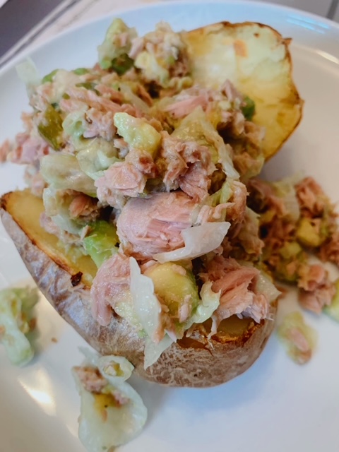 Tuna, avocado, lettuce and jacket potato 